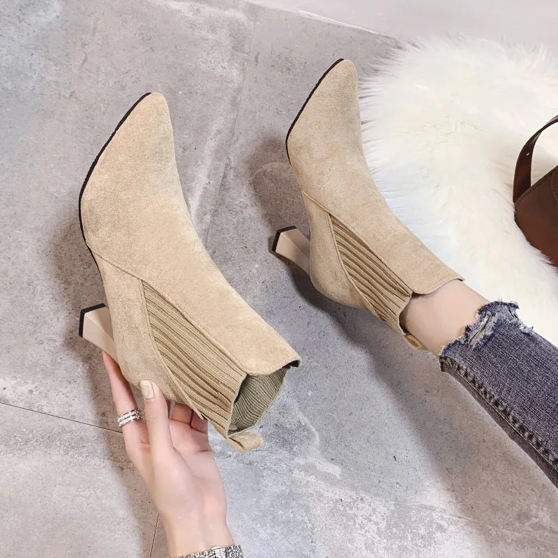 Blanka – Čizme od brušene kože s platformom