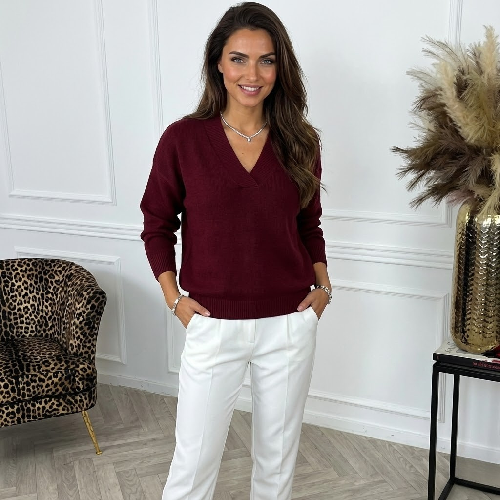 Mila| Džemper s V-izrezom